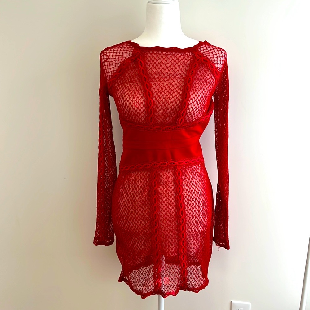 Free people Red Long Sleeves Dress